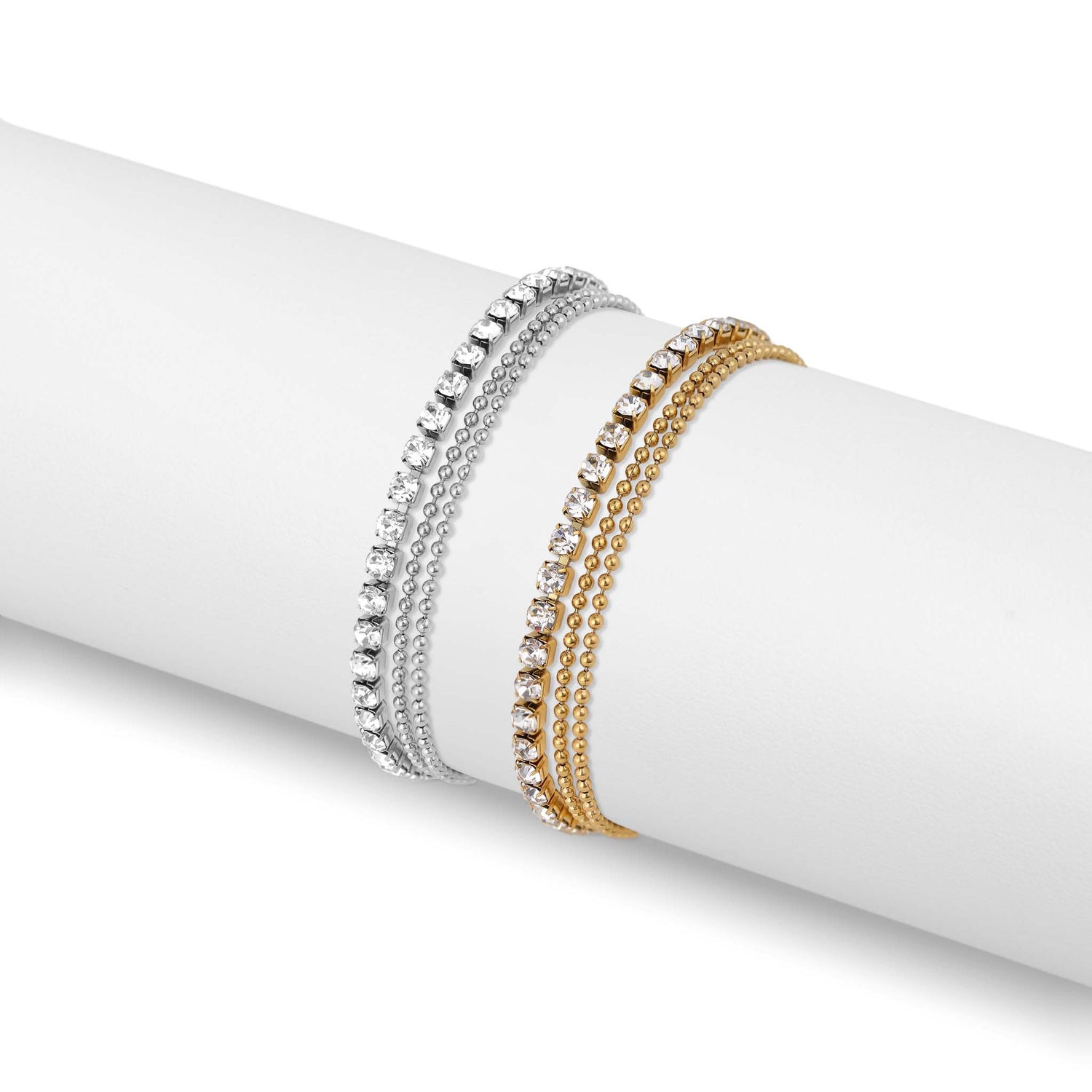 18K Gold PVD Elegant Layered 3 Row Chain Anklet