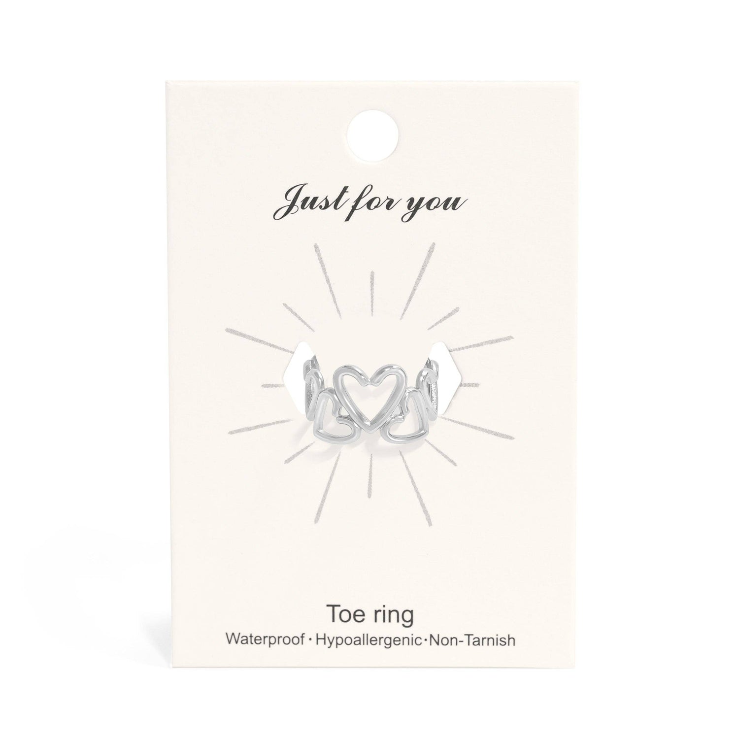 18K Gold PVD Stainless Steel Adjustable Heart Toe Ring