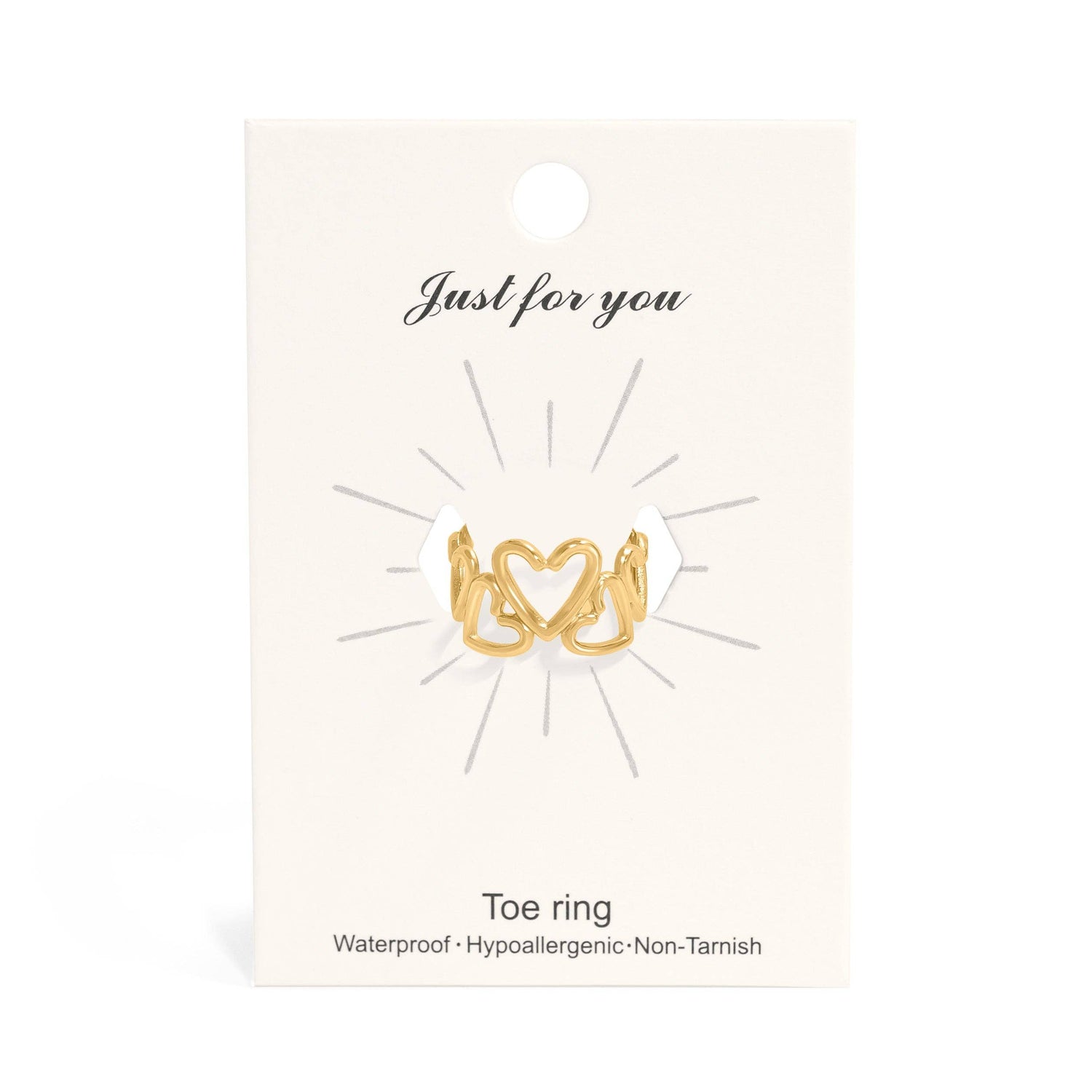 18K Gold PVD Stainless Steel Adjustable Heart Toe Ring