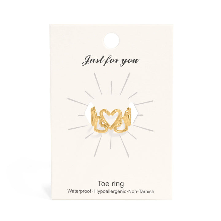 18K Gold PVD Stainless Steel Adjustable Heart Toe Ring