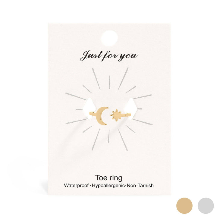 18K Gold PVD Stainless Steel Moon And Star Toe Ring