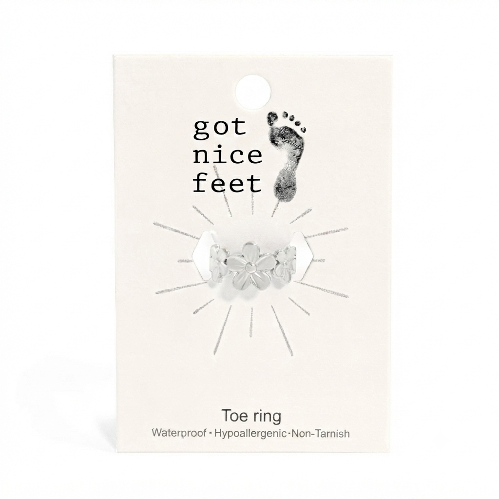 Flower Child With Better Sandals Toe Ring - Silver