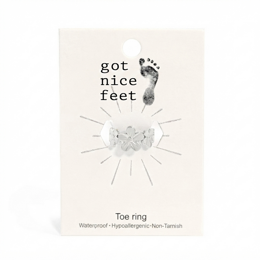 Flower Child With Better Sandals Toe Ring - Silver