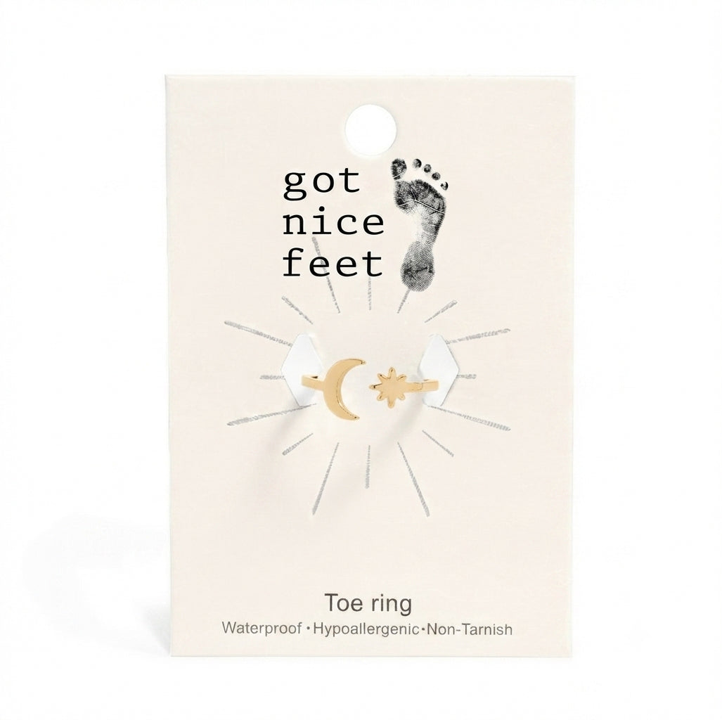 Moon & Star Gazer Toe Ring - Silver