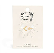 Moon & Star Gazer Toe Ring - Silver