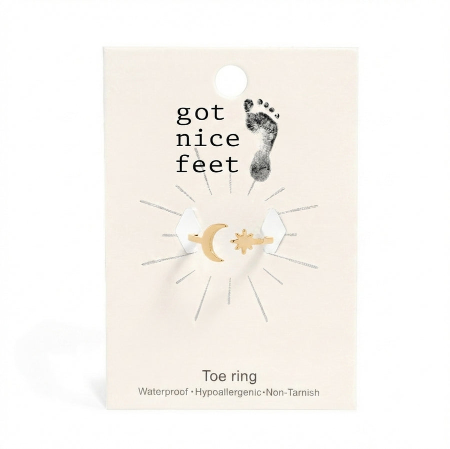 Moon & Star Gazer Toe Ring - Gold