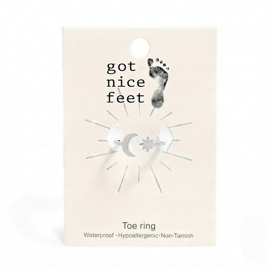 Moon & Star Gazer Toe Ring - Silver